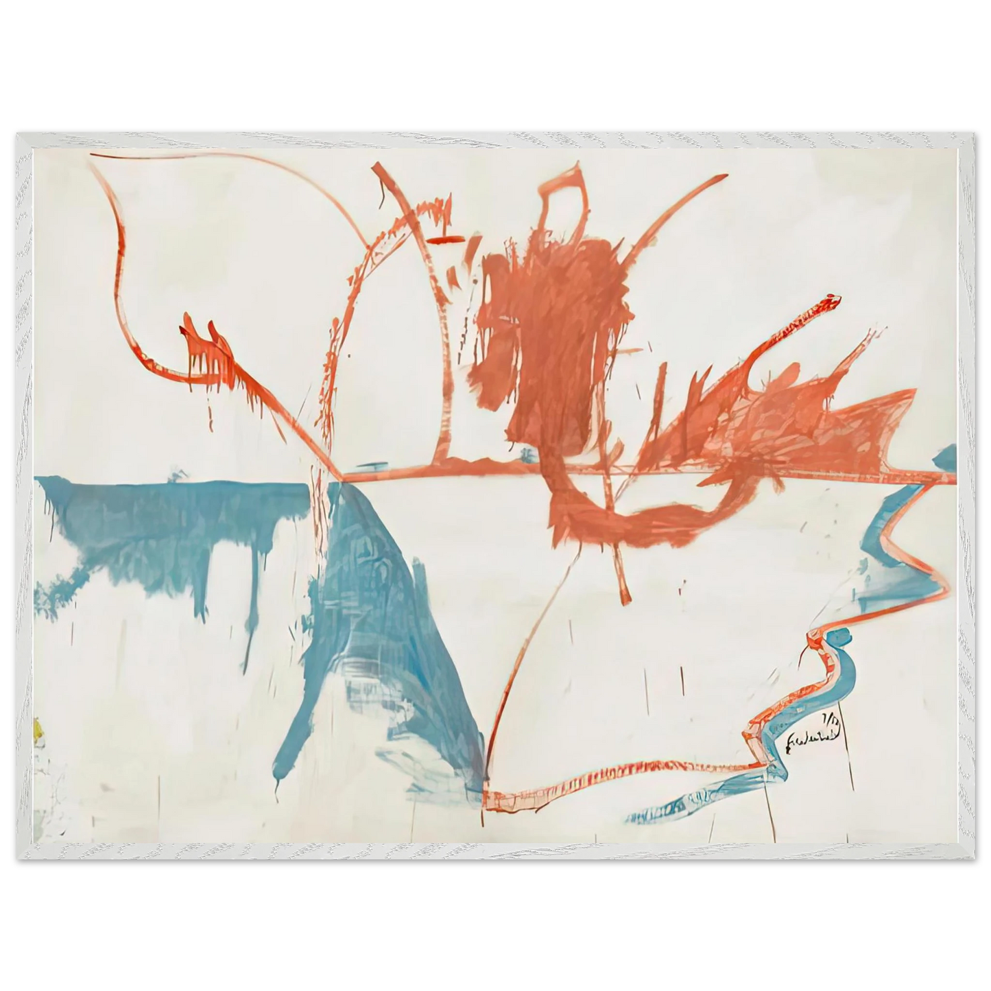 Helen Frankenthaler - French Horizon, 1958- Wall Art - 21x29.7 cm / 8x12" - Premium Wooden Framed Poster With Fine Art Paper-canvas - White frame