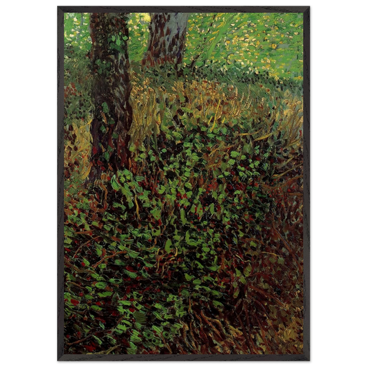 Undergrowth - Vincent van Gogh 70x100 cm / 28x40 inches Framed Art Print – Black Wooden Frame