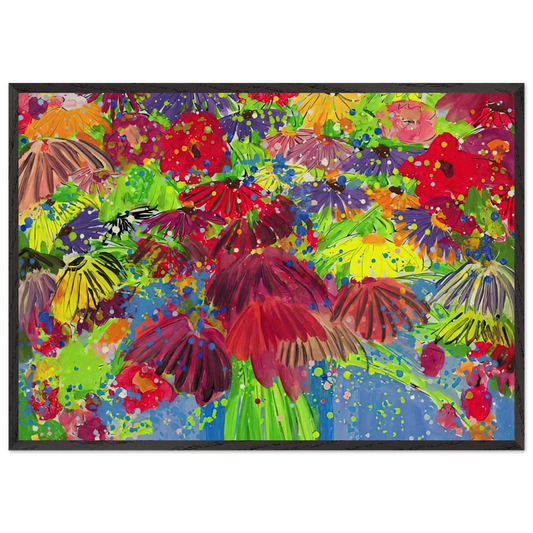 I Love Chrysanthemums - 2000 - Walasse Ting 70x100 cm / 28x40 inches Framed Art Print – Black Wooden Frame