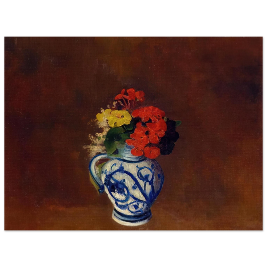 Odilon Redon - GERANIUMS AND OTHER FLOWERS IN A STONEWARE VASE  75x100 cm / 30x40inches Fine Art Poster
