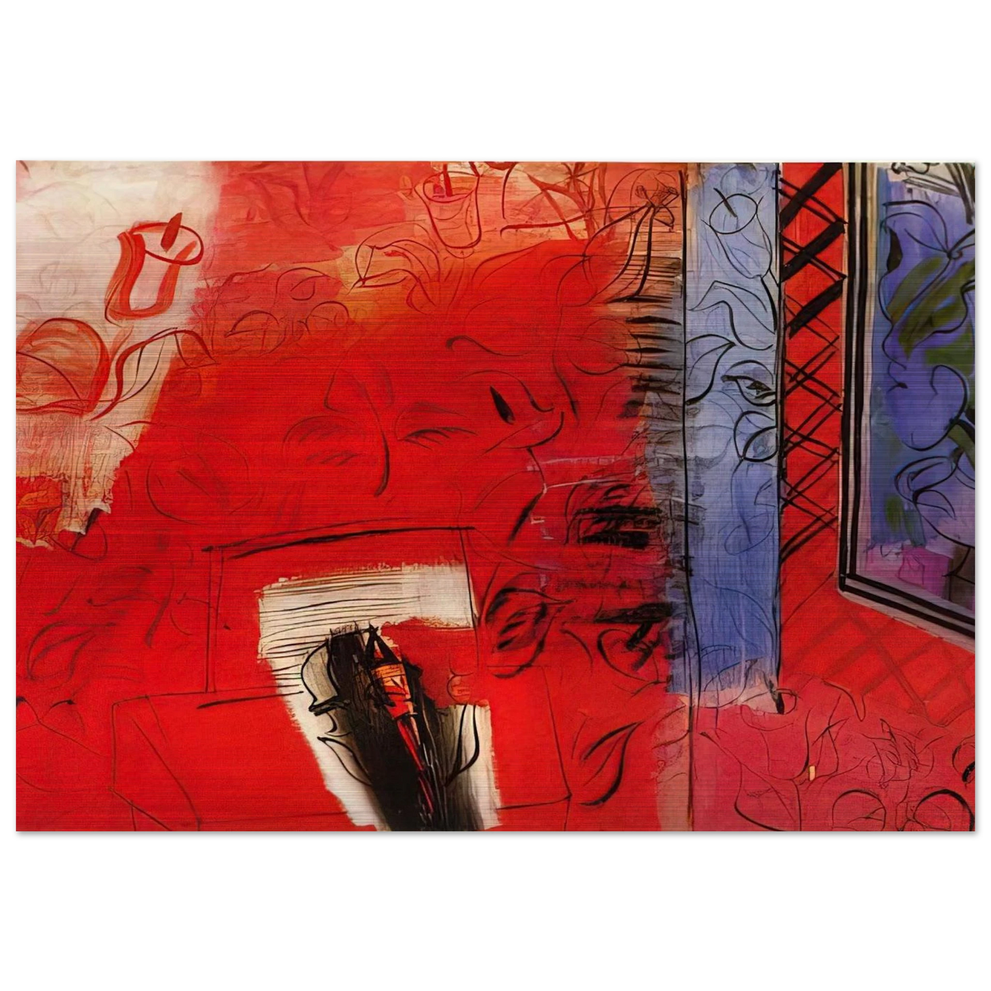 STILL LIFE WITH VIOLIN HOMMAGE TO BACH 1952 - Raoul Dufy Brushed Aluminum Print - 70x100 cm / 28x40 inches | Raoul Dufy Aluminum Print | Raoul Dufy Prints