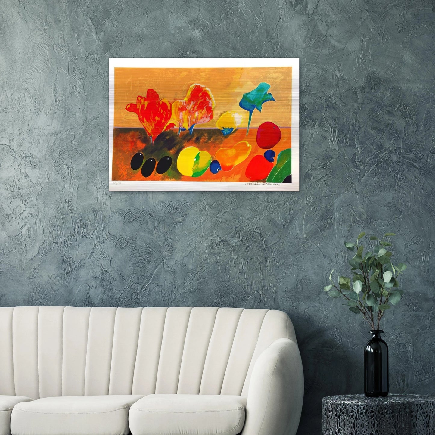 Flores e Frutas - 2003 - Aldemir Martins Brushed Aluminum Print - 70x100 cm / 28x40 inches | Aldemir Martins Aluminum Print | Aldemir Martins Prints