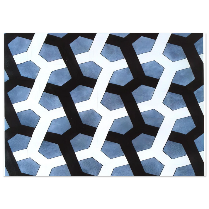 MC Escher - INTERLACED HEXAGON Wall Art - 21x29.7 cm / 8x12" - Premium Wooden Framed Poster With Fine Art Paper-canvas - White frame