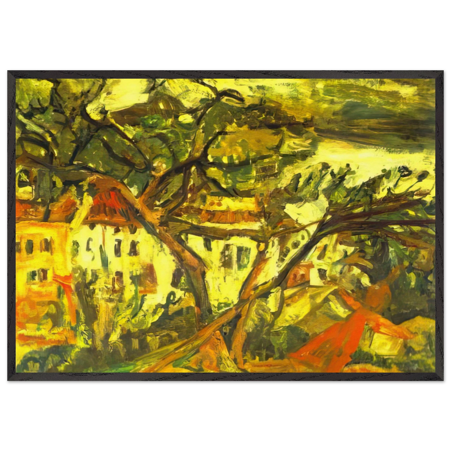 LANDSCAPE OF THE SOUTH OF FRANCE - Chaim Soutine 70x100 cm / 28x40 inches Framed Art Print – Black Wooden Frame