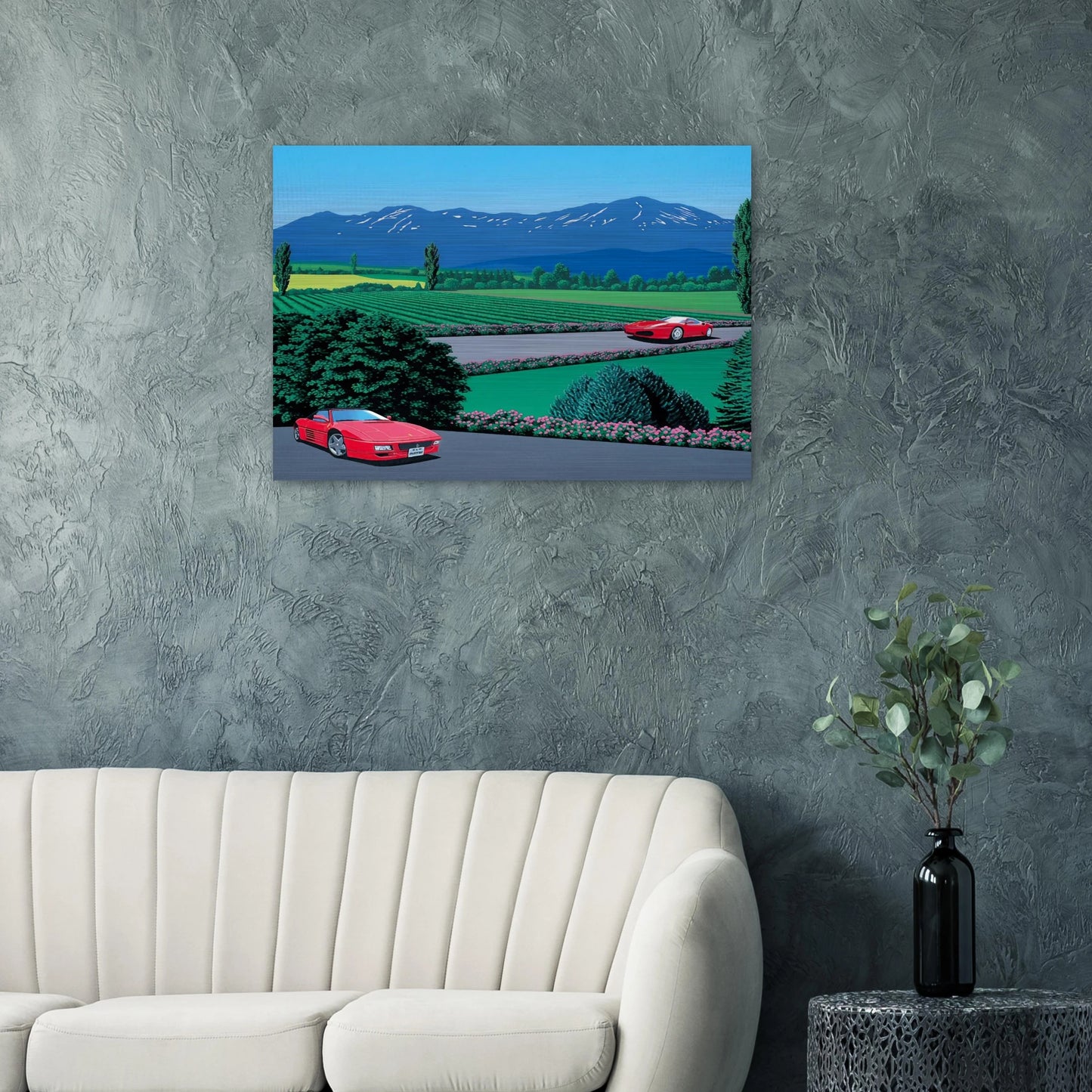 Ferraris traversing the lands - Hiroshi Nagai Brushed Aluminum Print - 70x100 cm / 28x40 inches | Hiroshi Nagai Aluminum Print | Hiroshi Nagai Prints