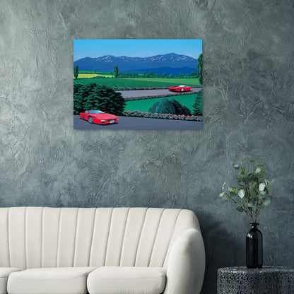 Ferraris traversing the lands - Hiroshi Nagai Brushed Aluminum Print - 70x100 cm / 28x40 inches | Hiroshi Nagai Aluminum Print | Hiroshi Nagai Prints
