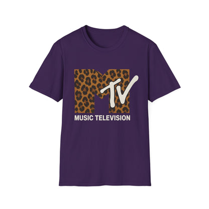 T-shirt graphique rétro MTV imprimé léopard vintage Télé musique Années 80 90 Tee-shirt de groupe unisexe Chemise rock imprimé animal