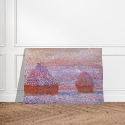 Grainstacks at Giverny, Morning Effect - claude monet Brushed Aluminum Print - 70x100 cm / 28x40 inches | claude monet Aluminum Print | claude monet Prints