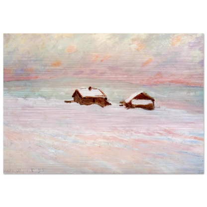 Houses in the Snow, Norway - claude monet Brushed Aluminum Print - 70x100 cm / 28x40 inches | claude monet Aluminum Print | claude monet Prints
