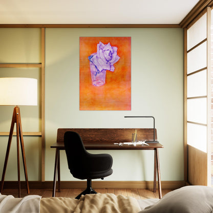 White Rose in a Glass - Piet Mondrian Brushed Aluminum Print - 70x100 cm / 28x40 inches | Piet Mondrian Aluminum Print | Piet Mondrian Prints