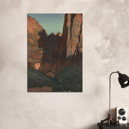NOTCH IN THE WALL ZION NATIONAL PARK AUGUST 1933 1933 - Maynard Dixon Brushed Aluminum Print - 70x100 cm / 28x40 inches | Maynard Dixon Aluminum Print | Maynard Dixon Prints