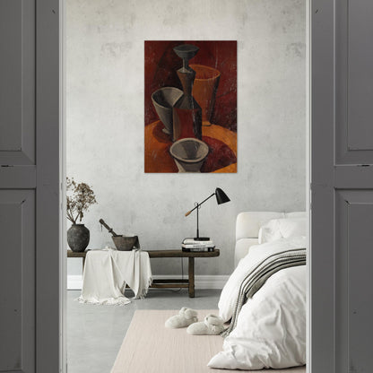 Pitcher and Bowls - 1908 - Pablo Picasso Brushed Aluminum Print - 70x100 cm / 28x40 inches | Pablo Picasso Aluminum Print | Pablo Picasso Prints