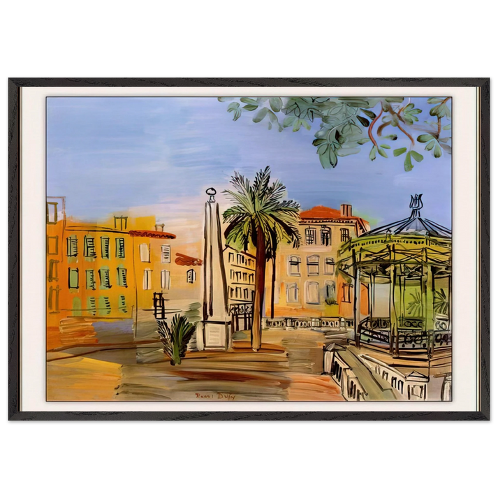 THE SQUARE IN HYERES - Raoul Dufy 70x100 cm / 28x40 inches Framed Art Print – Black Wooden Frame