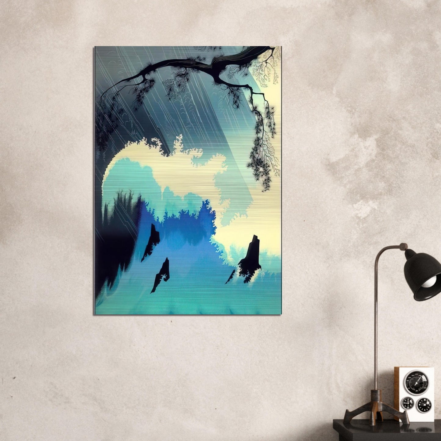 Ocean Splash - Eyvind Earle Brushed Aluminum Print - 70x100 cm / 28x40 inches | Eyvind Earle Aluminum Print | Eyvind Earle Prints