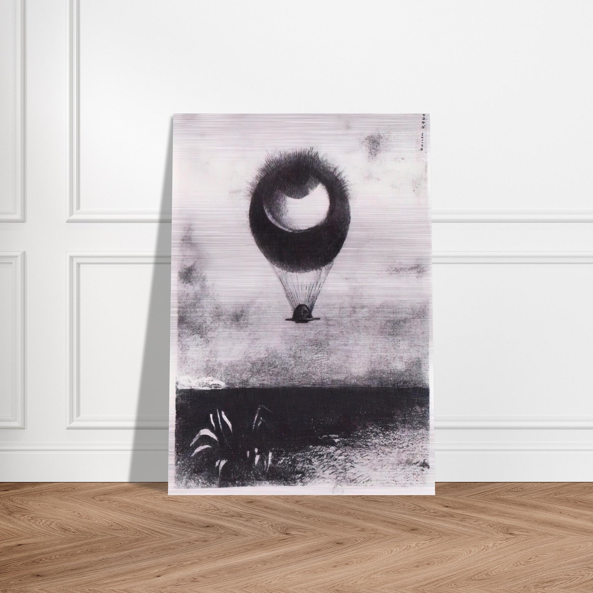 THE EYE LIKE A STRANGE BALLOON GOES TO INFINITY 1882 - Odilon Redon Brushed Aluminum Print - 70x100 cm / 28x40 inches | Odilon Redon Aluminum Print | Odilon Redon Prints