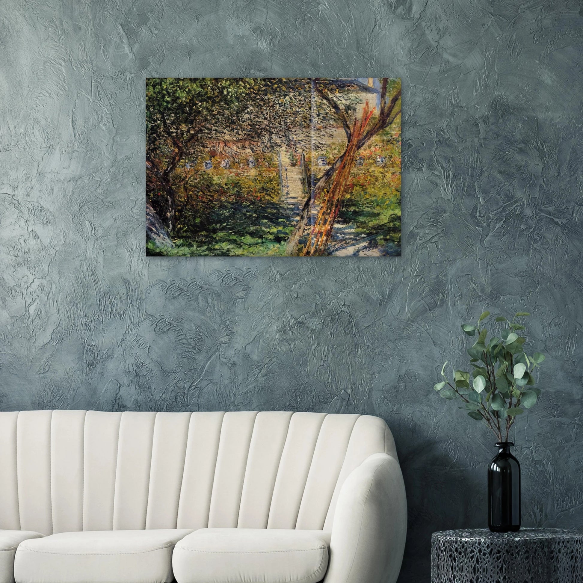 Garden at Vetheuil - claude monet Brushed Aluminum Print - 70x100 cm / 28x40 inches | claude monet Aluminum Print | claude monet Prints