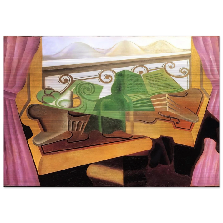 OPEN WINDOW WITH HILLS 1923 - Juan Gris Brushed Aluminum Print - 70x100 cm / 28x40 inches | Juan Gris Aluminum Print | Juan Gris Prints