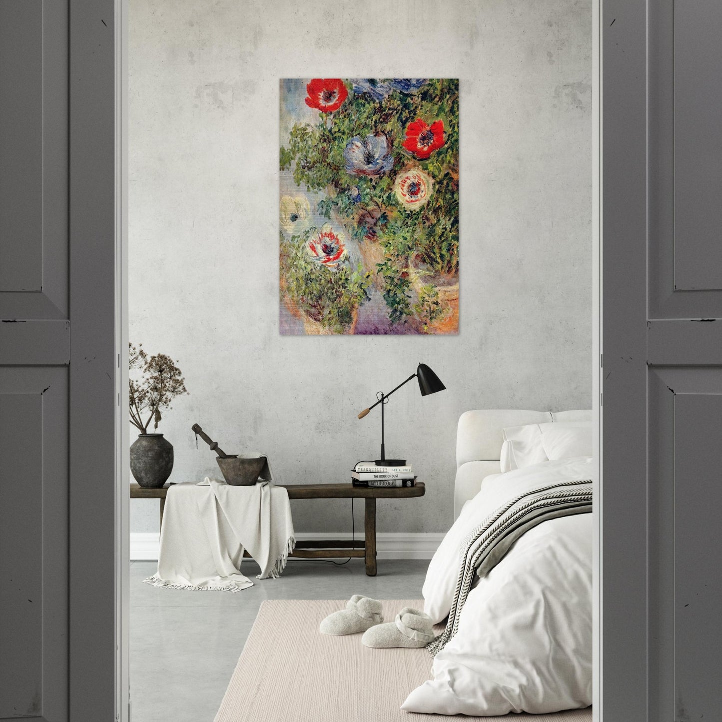 Stilll Life with Anemones - claude monet Brushed Aluminum Print - 70x100 cm / 28x40 inches | claude monet Aluminum Print | claude monet Prints