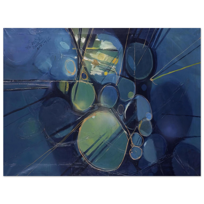 Gebre Kristos Desta - Green Abstract - 1966  75x100 cm / 30x40inches Fine Art Poster