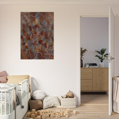 Frog Dreaming - 1989 - Clifford Possum Tjapaltjarri Brushed Aluminum Print - 70x100 cm / 28x40 inches | Clifford Possum Tjapaltjarri Aluminum Print | Clifford Possum Tjapaltjarri Prints