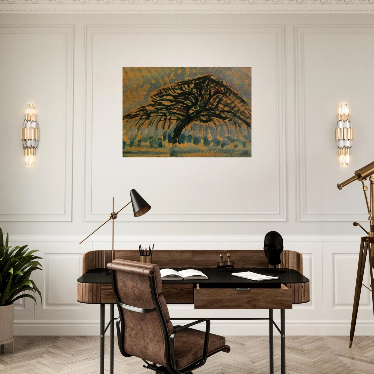 Study for Blue Apple Tree Series - Piet Mondrian Brushed Aluminum Print - 70x100 cm / 28x40 inches | Piet Mondrian Aluminum Print | Piet Mondrian Prints