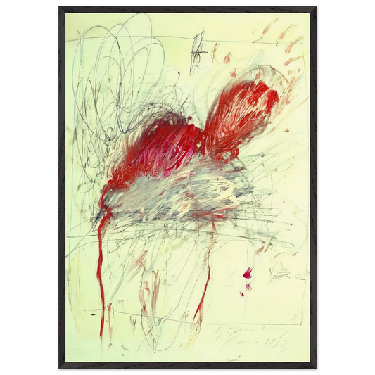 Leda and the Swan - Cy Twombly 70x100 cm / 28x40 inches Framed Art Print – Black Wooden Frame