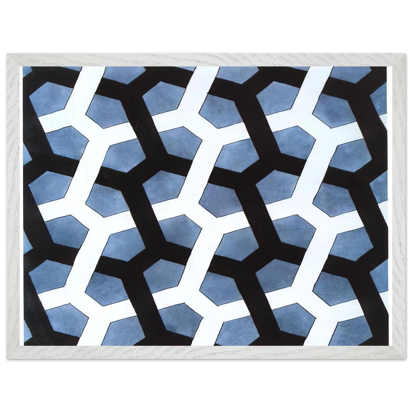 MC Escher - INTERLACED HEXAGON Wall Art - 30x40 cm / 12x16 inches - Premium Wooden Framed Poster With Fine Art Paper-canvas - Black frame