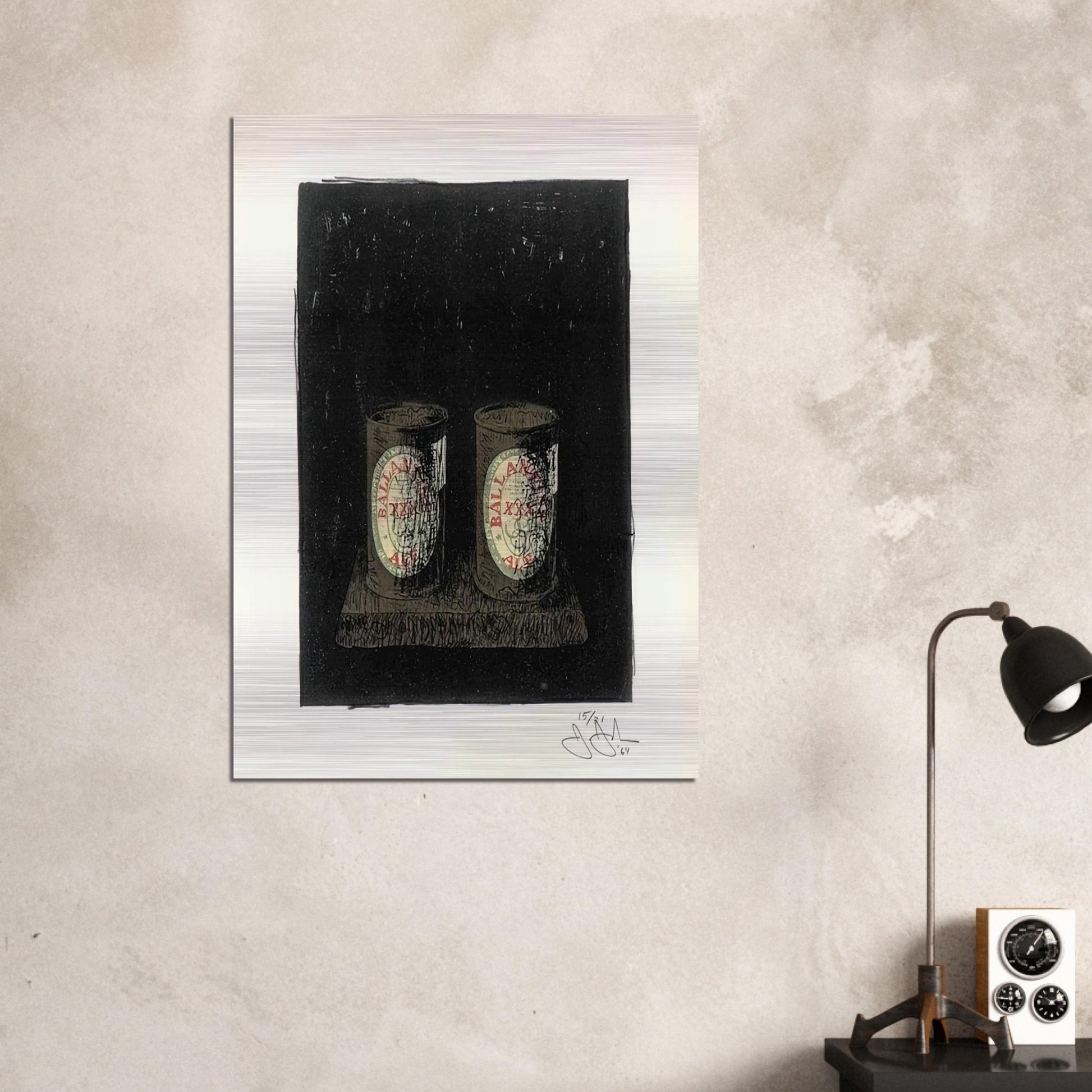 ALE CANS 1964 1 - Jasper Johns Brushed Aluminum Print - 70x100 cm / 28x40 inches | Jasper Johns Aluminum Print | Jasper Johns Prints