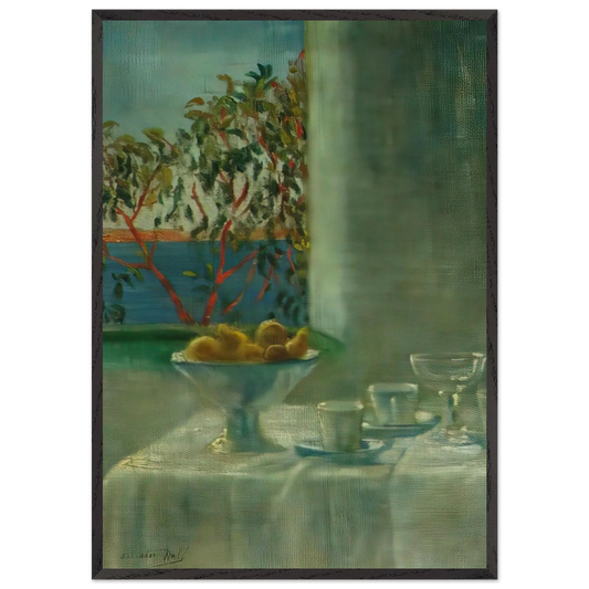 STILL LIFE BY A WINDOW - Salvador Dali 70x100 cm / 28x40 inches Framed Art Print – Black Wooden Frame