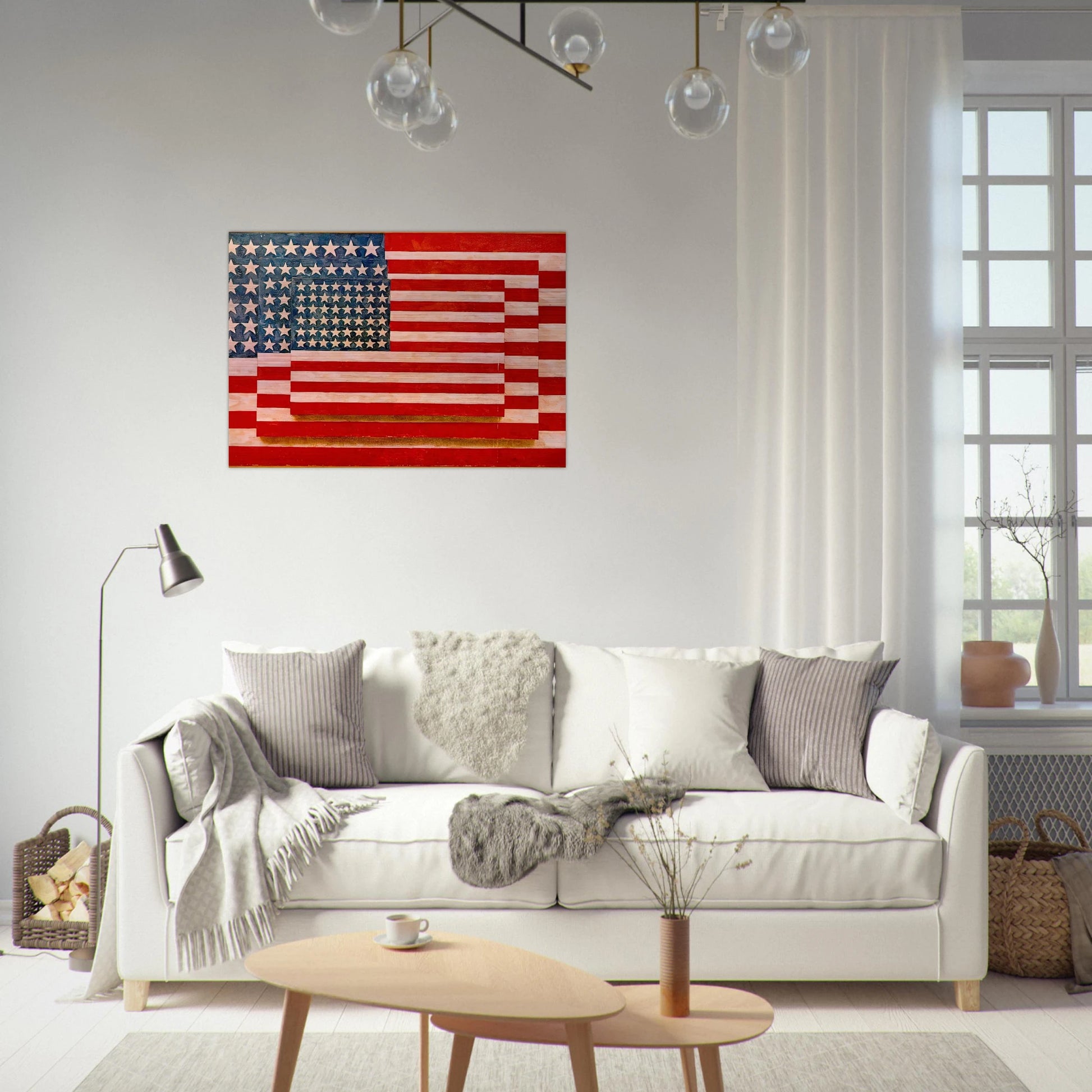 THREE FLAGS 1958 - Jasper Johns Brushed Aluminum Print - 70x100 cm / 28x40 inches | Jasper Johns Aluminum Print | Jasper Johns Prints