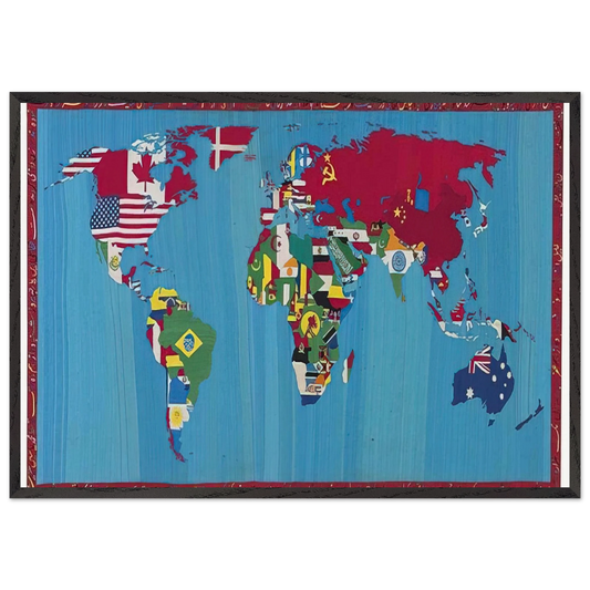 MAPPA DEL MONDO 1988 - Alighiero Boetti 70x100 cm / 28x40 inches Framed Art Print – Black Wooden Frame