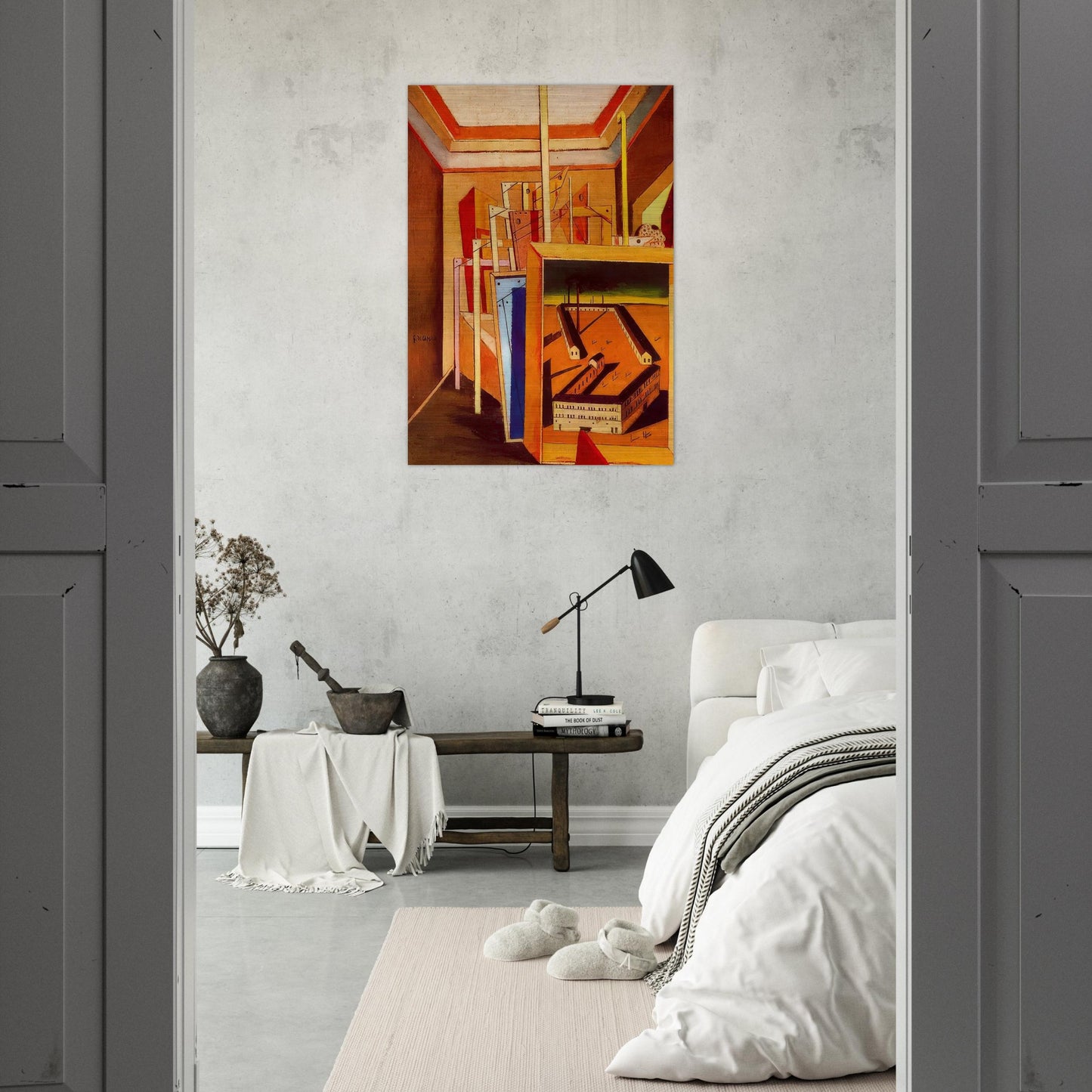 METAPHYSICAL INTERIOR OF STUDIO 1948 - Giorgio de Chirico Brushed Aluminum Print - 70x100 cm / 28x40 inches | Giorgio de Chirico Aluminum Print | Giorgio de Chirico Prints