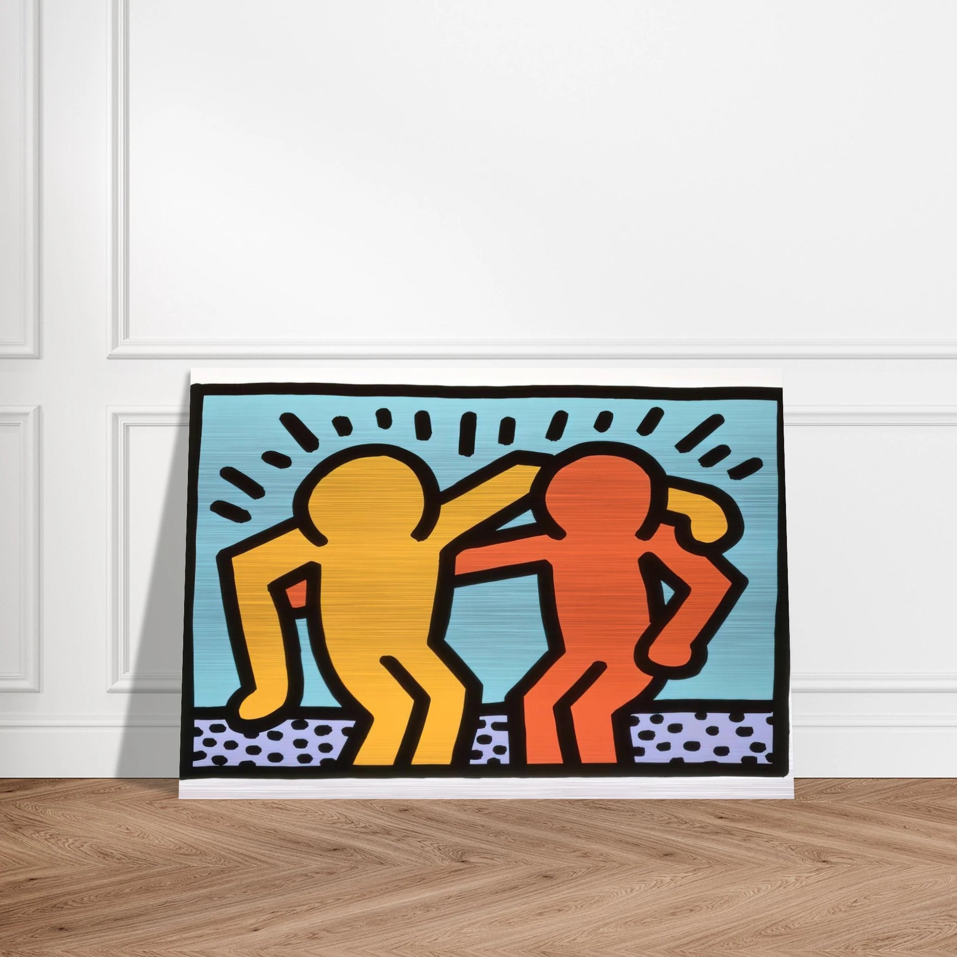 BEST BUDDIES 1990 - Keith Haring Brushed Aluminum Print - 70x100 cm / 28x40 inches | Keith Haring Aluminum Print | Keith Haring Prints