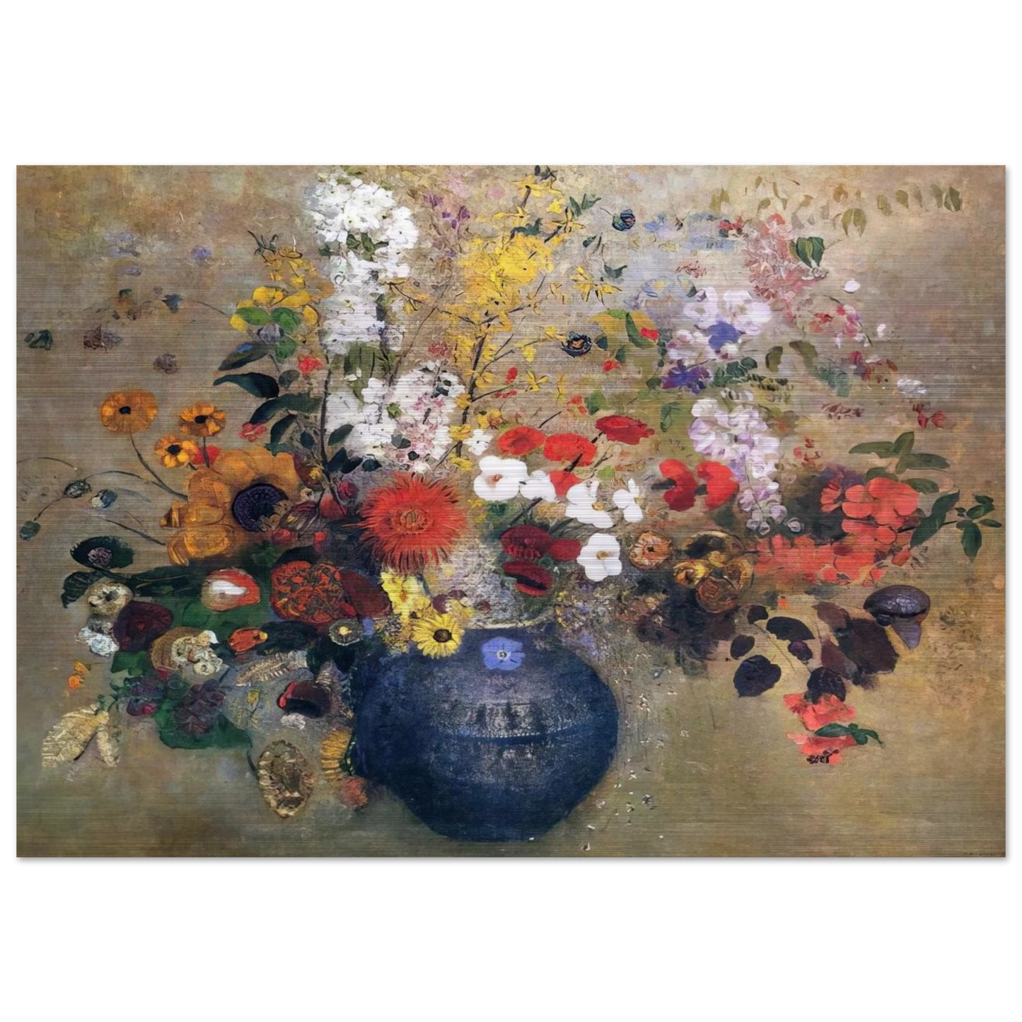 FLOWERS 1909 - Odilon Redon Brushed Aluminum Print - 70x100 cm / 28x40 inches | Odilon Redon Aluminum Print | Odilon Redon Prints