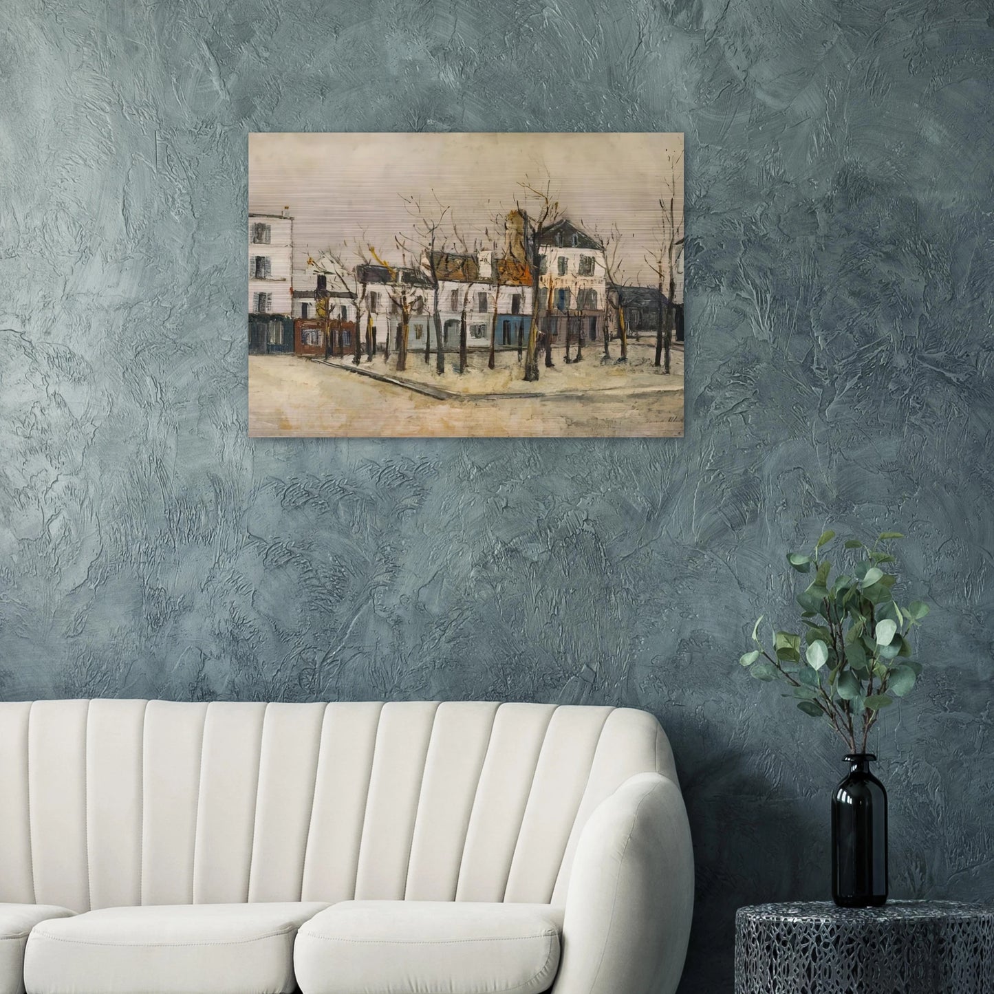 LA PLACE DU TERTRE 1910 - Maurice Utrillo Brushed Aluminum Print - 70x100 cm / 28x40 inches | Maurice Utrillo Aluminum Print | Maurice Utrillo Prints