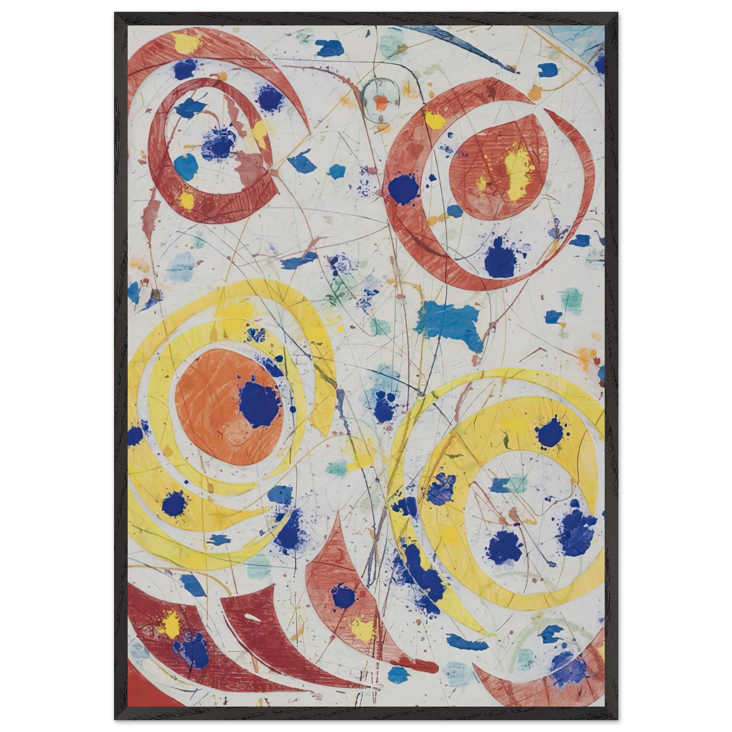 Untitled  monotype with woodcut  - Sam Francis 70x100 cm / 28x40 inches Framed Art Print – Black Wooden Frame
