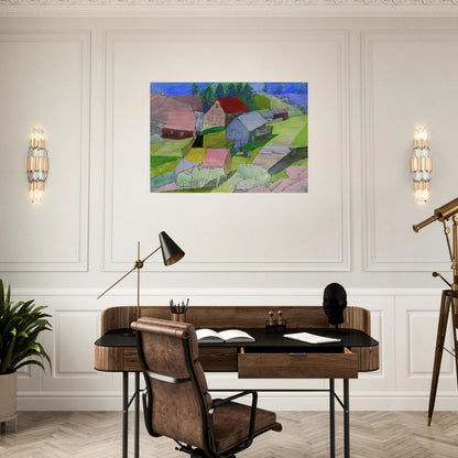 Häuser im Schwarzwald - Naïve Art Primitivism - Johannes Itten Brushed Aluminum Print - 70x100 cm / 28x40 inches | Johannes Itten Aluminum Print | Johannes Itten Prints