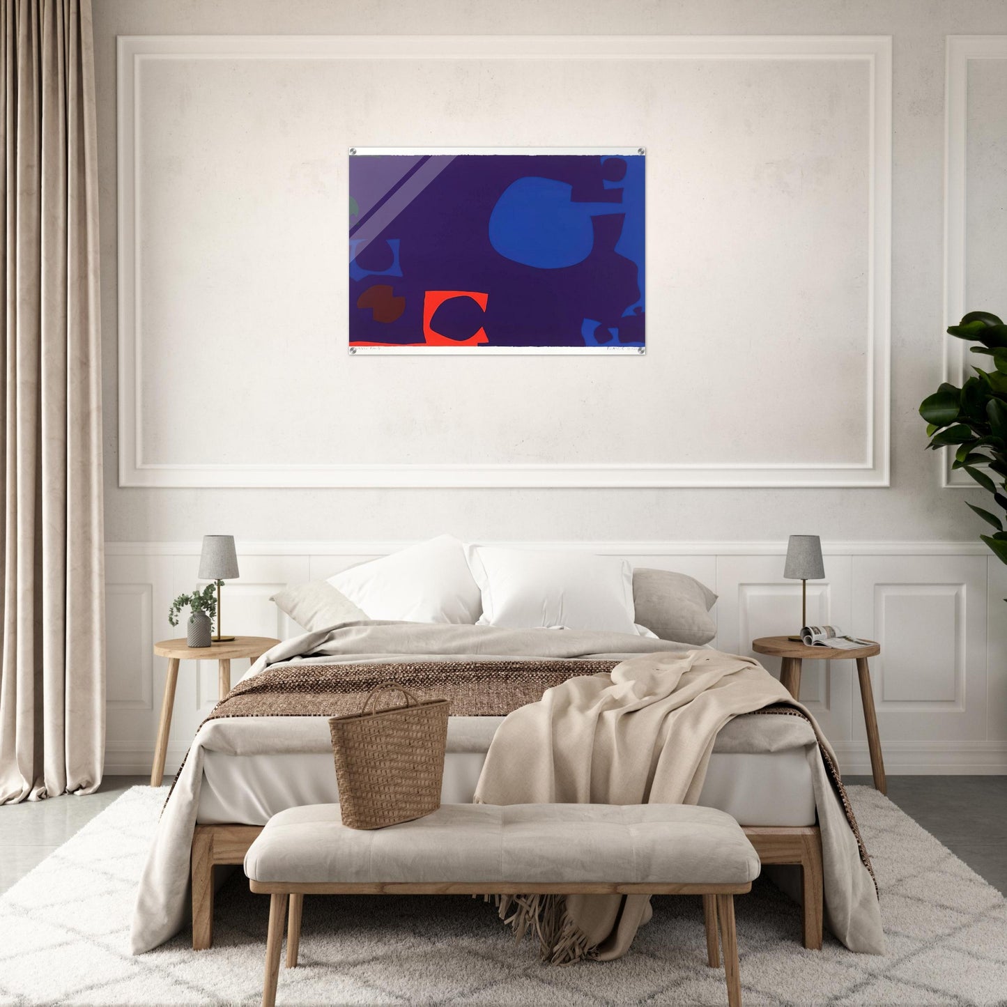 Blue and Deep Violet with Orange, Brown and Green - 1970 - Patrick Heron Acrylic Print - 70x100 cm / 28x40″ inches | Patrick Heron Wall Art | Patrick Heron Prints