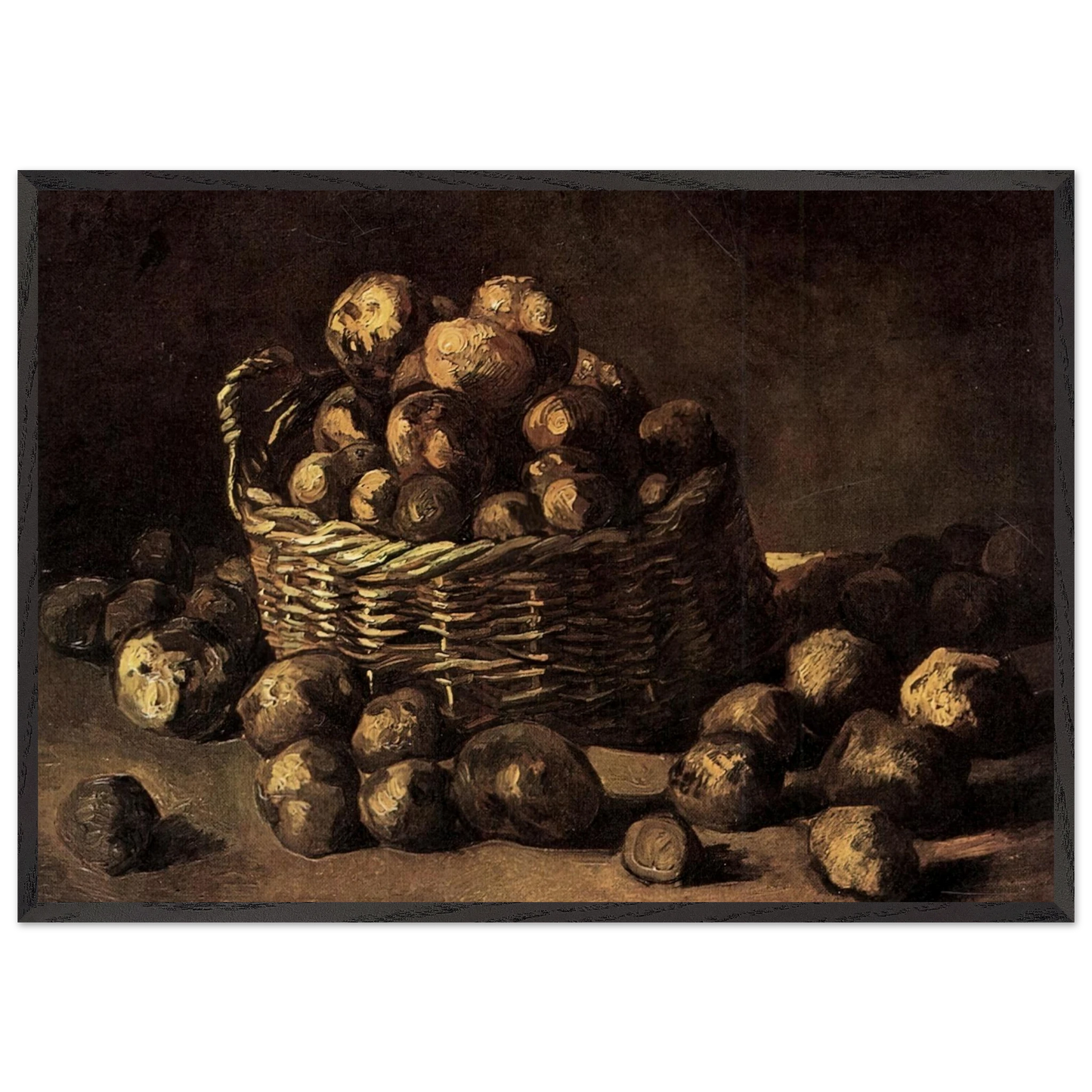 Basket of Potatoes - Vincent van Gogh 70x100 cm / 28x40 inches Framed Art Print – Black Wooden Frame