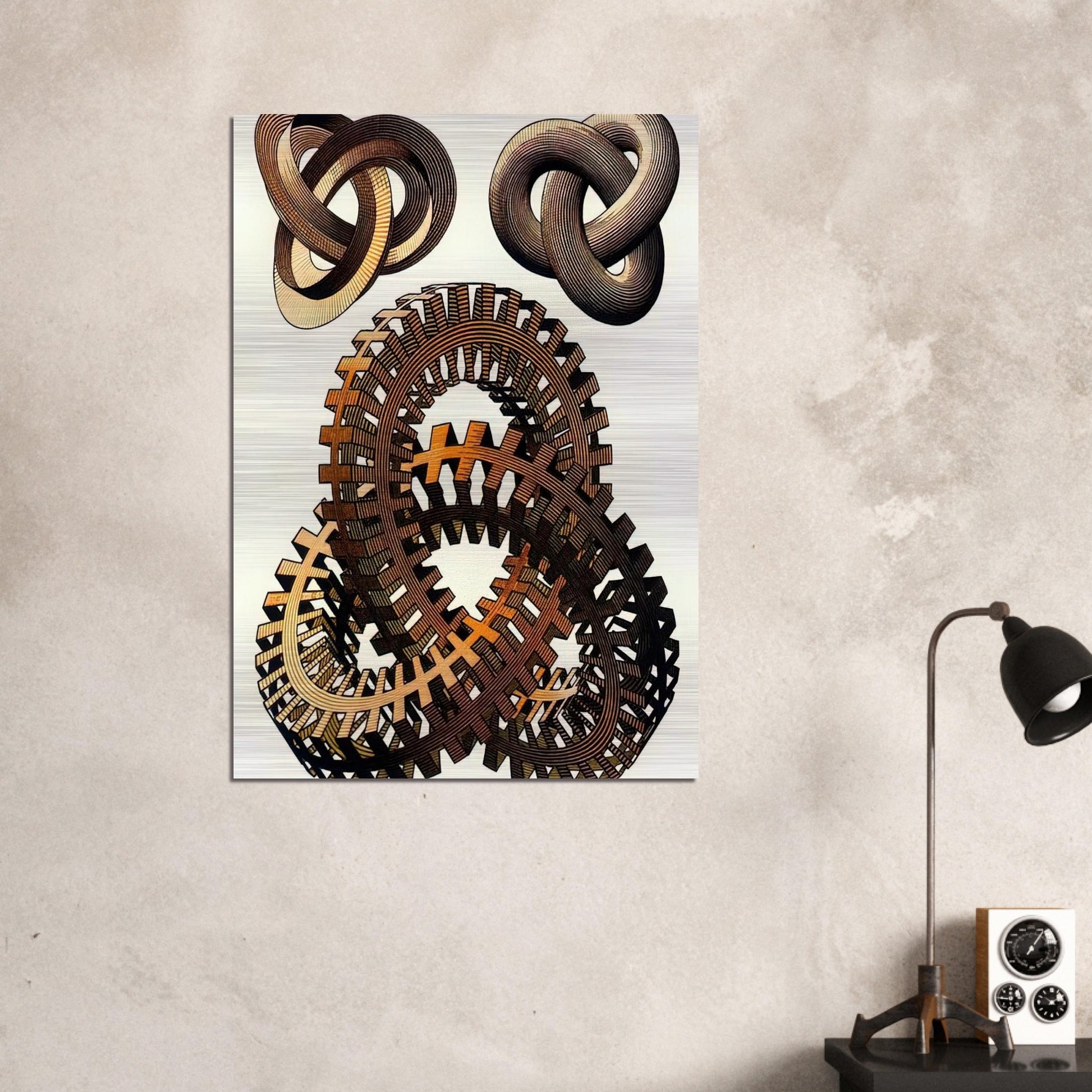 KNOTS COLOUR - MC Escher Brushed Aluminum Print - 70x100 cm / 28x40 inches | MC Escher Aluminum Print | MC Escher Prints