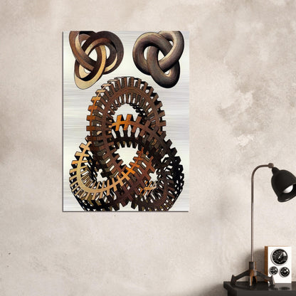 KNOTS COLOUR - MC Escher Brushed Aluminum Print - 70x100 cm / 28x40 inches | MC Escher Aluminum Print | MC Escher Prints