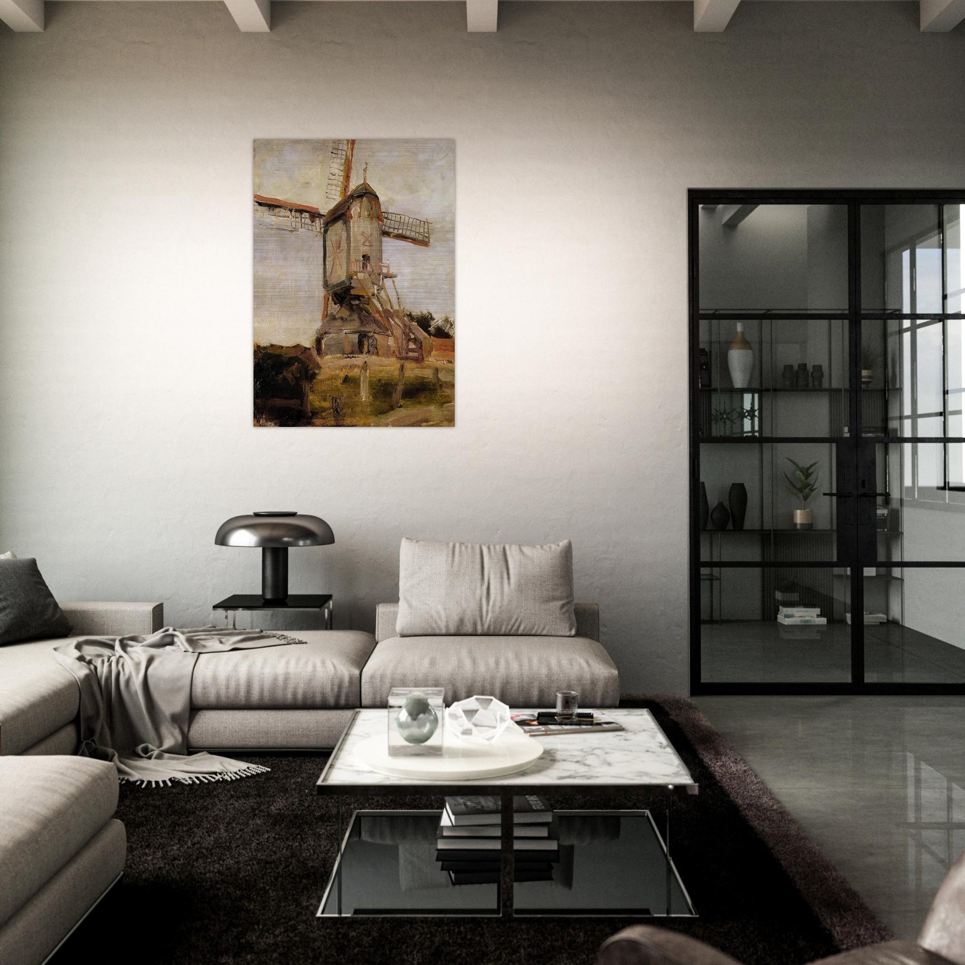 Mill of Heeswijk Sun - Piet Mondrian Brushed Aluminum Print - 70x100 cm / 28x40 inches | Piet Mondrian Aluminum Print | Piet Mondrian Prints