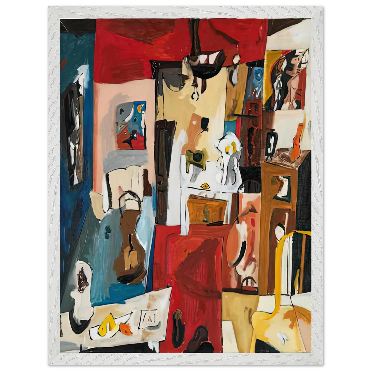 Helen Frankenthaler - 21st Street Studio, 1950- Wall Art - 60x80 cm / 24x32 inches - Premium Wooden Framed Poster With Fine Art Paper-canvas - Wood frame