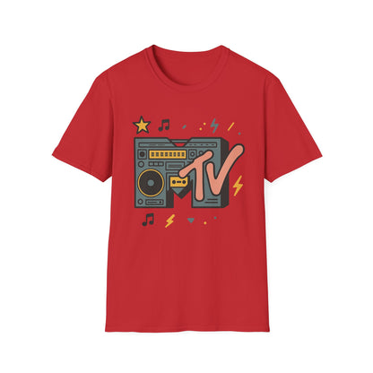 T-shirt graphique rétro MTV vintage imprimé léopard musical années 80 90 années nostalgiques unisexe shirt de groupe style rock imprimé animal