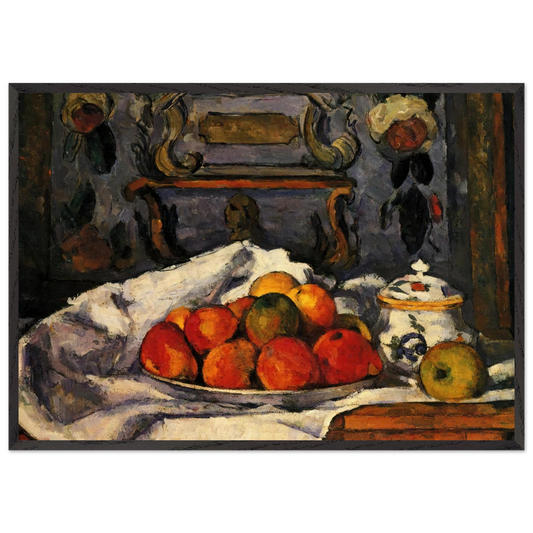 Dish of Apples - Paul Cezanne 70x100 cm / 28x40 inches Framed Art Print – Black Wooden Frame