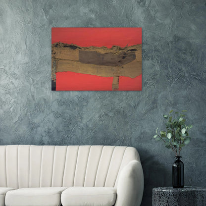 Sacking and Red - 1954 - Alberto Burri Brushed Aluminum Print - 70x100 cm / 28x40 inches | Alberto Burri Aluminum Print | Alberto Burri Prints
