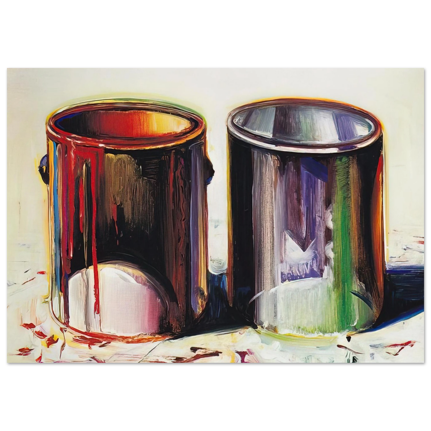 Wayne Thiebaud - Two Paint Cans - 1987 Wall Art - 60x80 cm / 24x32 inches - Premium Wooden Framed Poster With Fine Art Paper - Wood frame