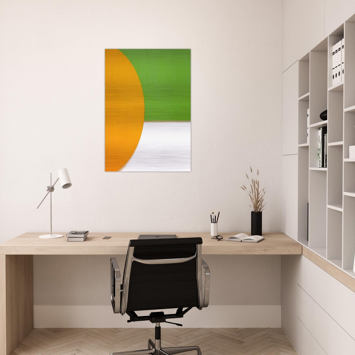 Orange Relief with Green - Ellsworth Kelly Brushed Aluminum Print - 70x100 cm / 28x40 inches | Ellsworth Kelly Aluminum Print | Ellsworth Kelly Prints