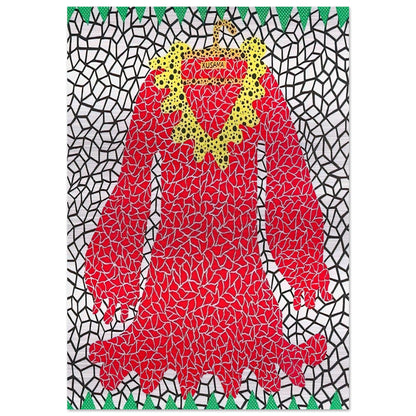 DRESS 1982 - Yayoi Kusama Brushed Aluminum Print - 70x100 cm / 28x40 inches | Yayoi Kusama Aluminum Print | Yayoi Kusama Prints