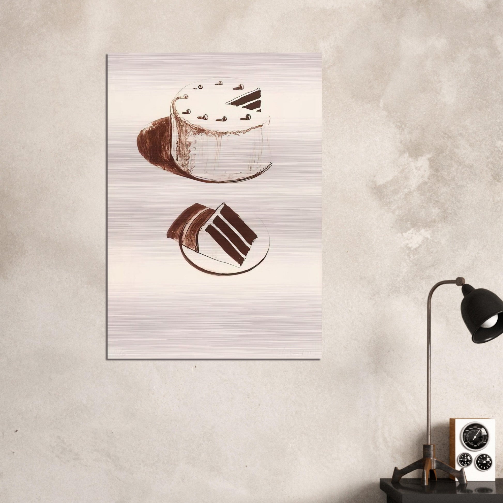 Chocolate Cake - 1971 - Wayne Thiebaud Brushed Aluminum Print - 70x100 cm / 28x40 inches | Wayne Thiebaud Aluminum Print | Wayne Thiebaud Prints